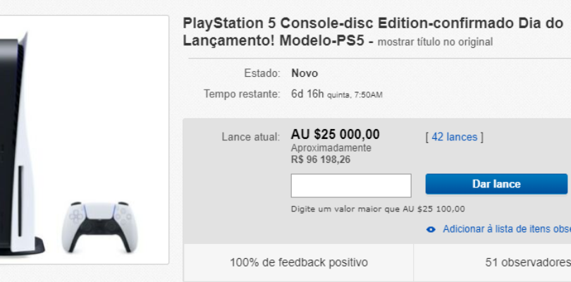 Falta de estoque faz Playstation 5 ser vendido por valores absurdos mundo afora